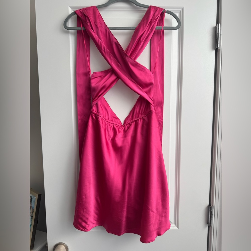 Pink Satin Mini Dress